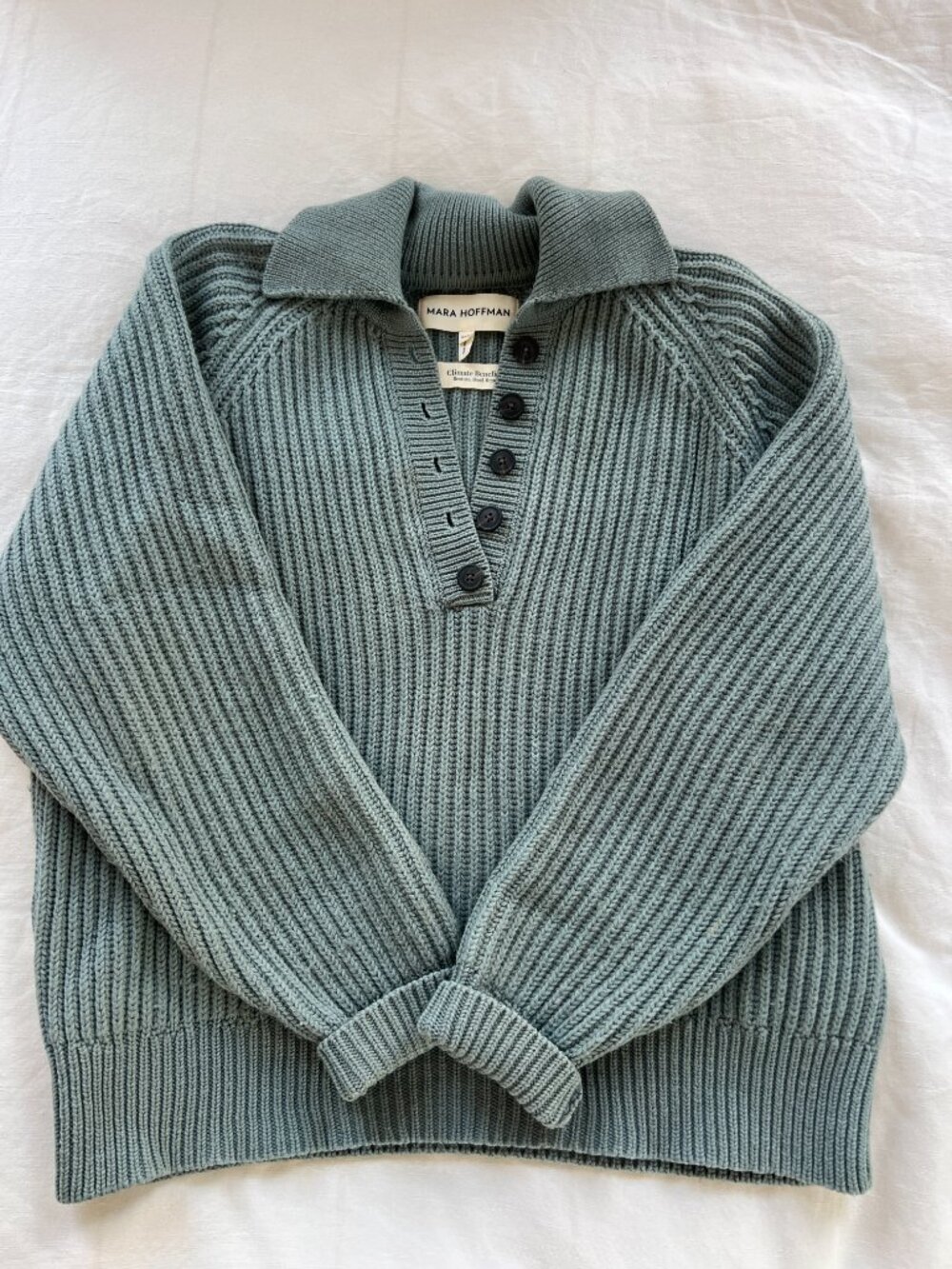 Mara Hoffman Rib Knit Henley Sweater – Sage Green | XXS (runs large) - Picture 3 of 5
